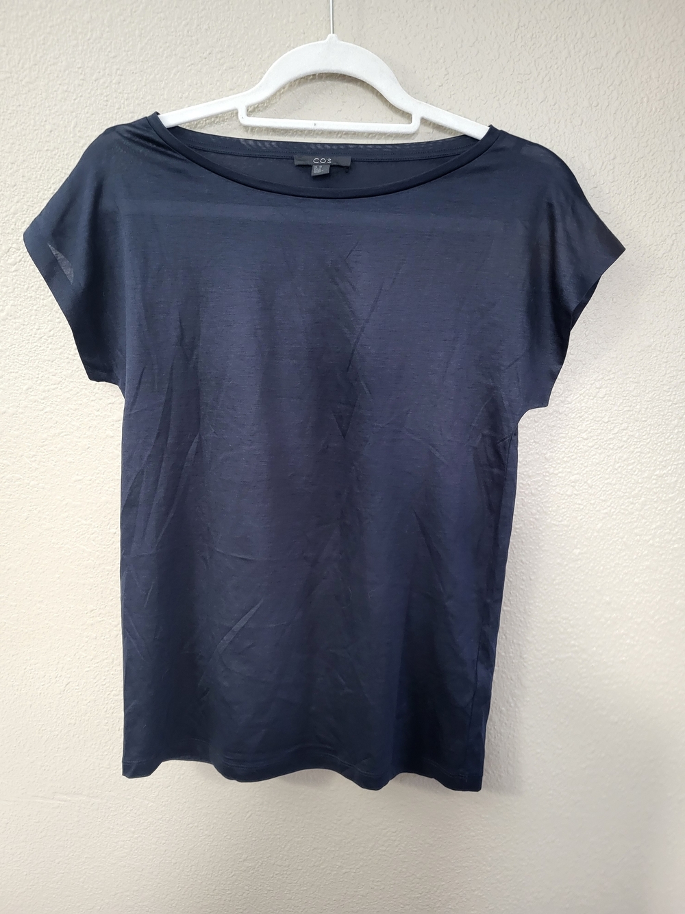 COS Navy Short Sleeve Boatneck Tee